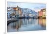 Lucerne City, Switzerland, Snow White in Winter Time-Xantana-Framed Photographic Print