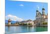 Lucerne City View with River Reuss and Jesuit Church, Switzerland-Zechal-Mounted Photographic Print