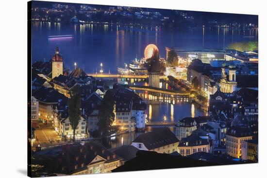 Lucerne Old Town Night Scenic, Switzerland-George Oze-Stretched Canvas