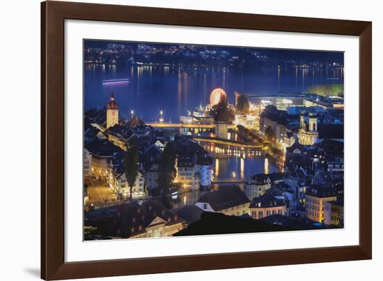 Lucerne Old Town Night Scenic, Switzerland-George Oze-Framed Photographic Print