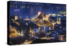 Lucerne Old Town Night Scenic, Switzerland-George Oze-Stretched Canvas