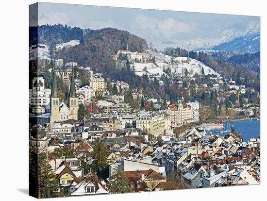 Lucerne on Lake Lucerne, Lucerne, Switzerland, Europe-Christian Kober-Stretched Canvas