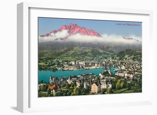 Lucerne with Mt. Pilatus, Switzerland-null-Framed Art Print