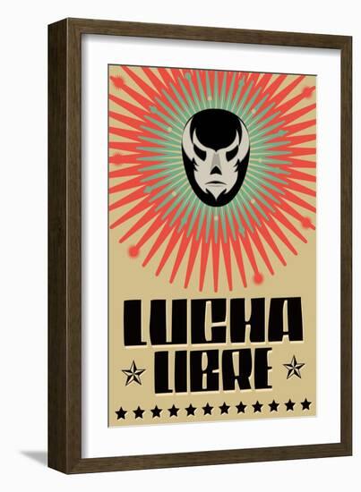 Lucha Libre - Wrestling Spanish Text - Mexican Wrestler Mask - Poster-Julio Aldana-Framed Art Print