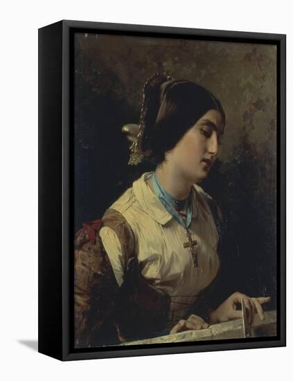 Lucia, a Lombard Woman-Domenico Induno-Framed Stretched Canvas