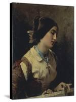 Lucia, a Lombard Woman-Domenico Induno-Stretched Canvas