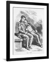 Lucien De Rubempre and David Sechard, Illustration from 'Les Illusions Perdues' by Honore De Balzac-French School-Framed Giclee Print