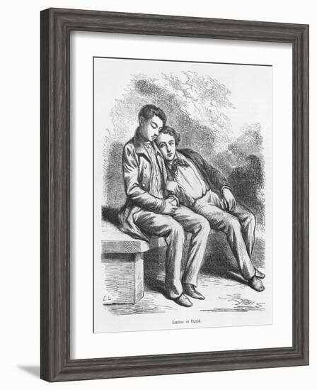 Lucien De Rubempre and David Sechard, Illustration from 'Les Illusions Perdues' by Honore De Balzac-French School-Framed Giclee Print