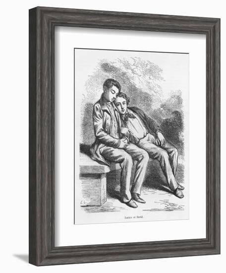 Lucien De Rubempre and David Sechard, Illustration from 'Les Illusions Perdues' by Honore De Balzac-French School-Framed Giclee Print