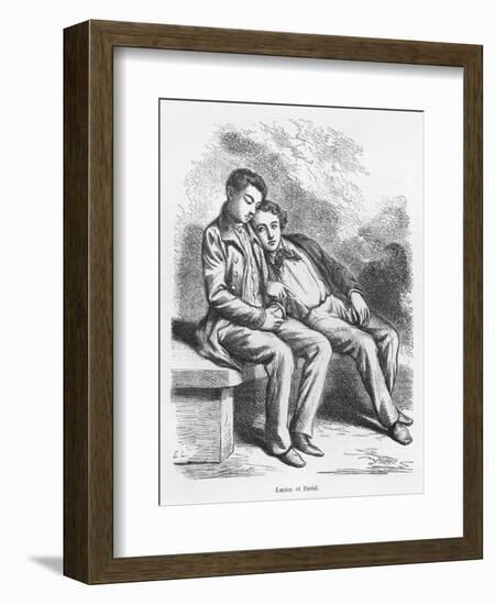 Lucien De Rubempre and David Sechard, Illustration from 'Les Illusions Perdues' by Honore De Balzac-French School-Framed Giclee Print