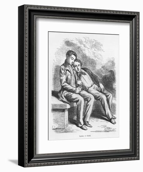 Lucien De Rubempre and David Sechard, Illustration from 'Les Illusions Perdues' by Honore De Balzac-French School-Framed Giclee Print