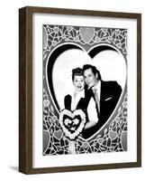 Lucille Ball, Left, and Desi Arnaz, Wishing their Fans a Happy Valentine's Day, 1956-null-Framed Photo