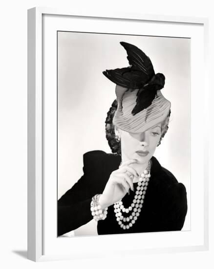 Lucille Ball Models a Unique Hat for a Publicity Still, 1940's-null-Framed Photo