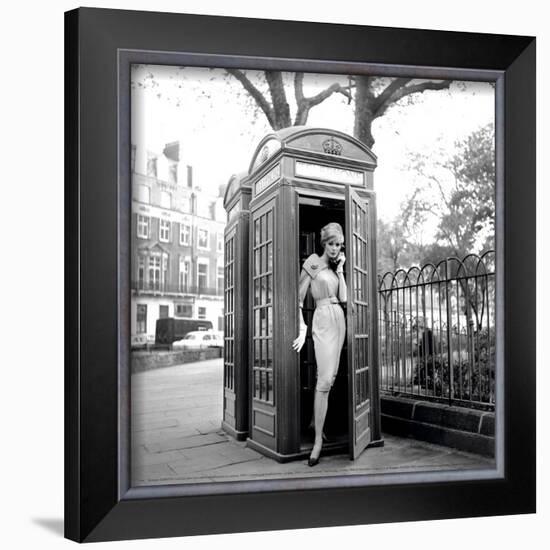 Lucinda in a Telephone Box, London, 1959-Georges Dambier-Framed Art Print
