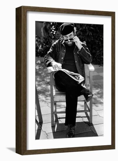 Lucio Dalla Looks Towards the Photographer Removing His Glasses-null-Framed Giclee Print