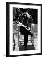 Lucio Dalla Looks Towards the Photographer Removing His Glasses-null-Framed Giclee Print