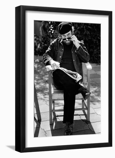 Lucio Dalla Looks Towards the Photographer Removing His Glasses-null-Framed Giclee Print