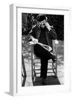 Lucio Dalla Looks Towards the Photographer Removing His Glasses-null-Framed Giclee Print