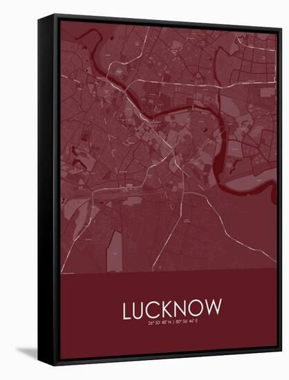 Lucknow, India Red Map-null-Framed Stretched Canvas