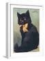 Lucky Black Cat with Bow-null-Framed Art Print