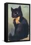 Lucky Black Cat with Bow-null-Framed Stretched Canvas