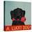 Lucky  Dog Black Backup-Stephen Huneck-Stretched Canvas