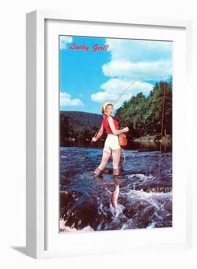 Lucky Girl! Fishing-null-Framed Art Print