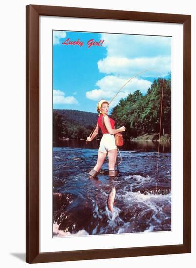 Lucky Girl! Fishing-null-Framed Art Print