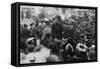 Lucy Burns Women's Rights Advocate Speaking to a Crowd of Men in NYC, 1913-null-Framed Stretched Canvas