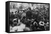 Lucy Burns Women's Rights Advocate Speaking to a Crowd of Men in NYC, 1913-null-Framed Stretched Canvas