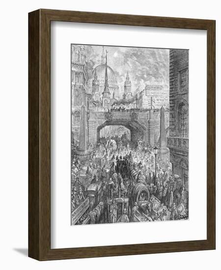 Ludgate Hill, from 'London, a Pilgrimage', Written by William Blanchard Jerrold-Gustave Doré-Framed Giclee Print