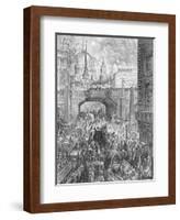 Ludgate Hill, from 'London, a Pilgrimage', Written by William Blanchard Jerrold-Gustave Doré-Framed Giclee Print