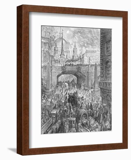 Ludgate Hill, from 'London, a Pilgrimage', Written by William Blanchard Jerrold-Gustave Doré-Framed Giclee Print