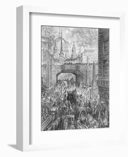 Ludgate Hill, from 'London, a Pilgrimage', Written by William Blanchard Jerrold-Gustave Doré-Framed Giclee Print