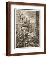 Ludgate Hill, from 'London, a Pilgrimage', Written by William Blanchard Jerrold-Gustave Doré-Framed Giclee Print