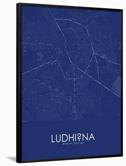 Ludhiana, India Blue Map-null-Framed Poster