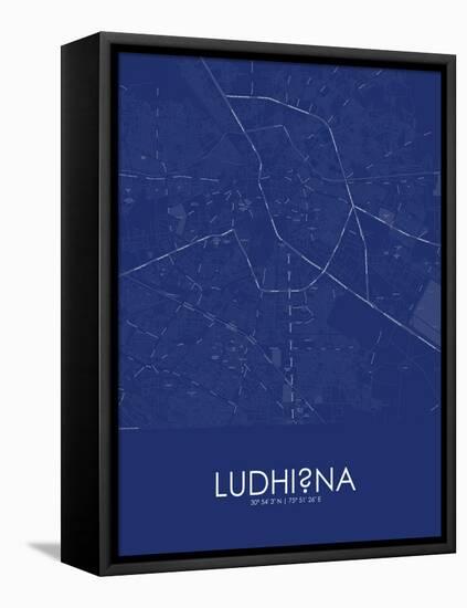 Ludhiana, India Blue Map-null-Framed Stretched Canvas