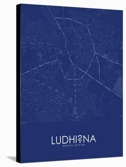 Ludhiana, India Blue Map-null-Stretched Canvas