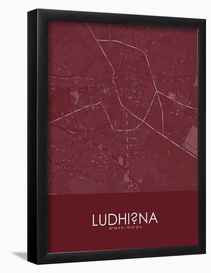 Ludhiana, India Red Map-null-Framed Poster