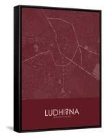 Ludhiana, India Red Map-null-Framed Stretched Canvas