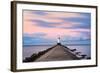 Ludington North Breakwater Light Sunrise-Adam Romanowicz-Framed Photographic Print