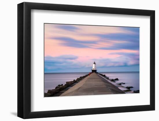 Ludington North Breakwater Light Sunrise-Adam Romanowicz-Framed Photographic Print