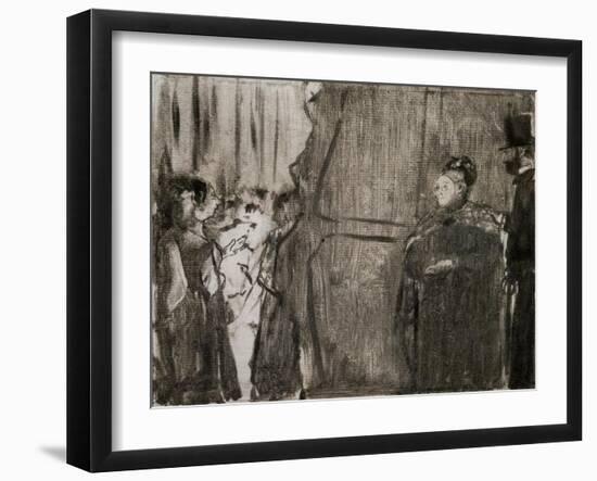 Ludivic Halevy and Madame Cardinal behind the scenes-Edgar Degas-Framed Giclee Print