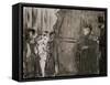 Ludivic Halevy and Madame Cardinal behind the scenes-Edgar Degas-Framed Stretched Canvas