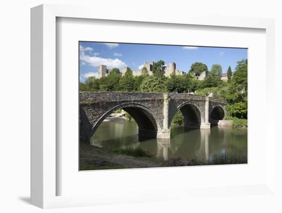 Ludlow Castle Above River Teme and Dinham Bridge, Ludlow, Shropshire, England-Stuart Black-Framed Photographic Print