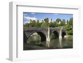 Ludlow Castle Above River Teme and Dinham Bridge, Ludlow, Shropshire, England-Stuart Black-Framed Photographic Print