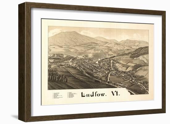 Ludlow, Vermont - Panoramic Map-Lantern Press-Framed Art Print