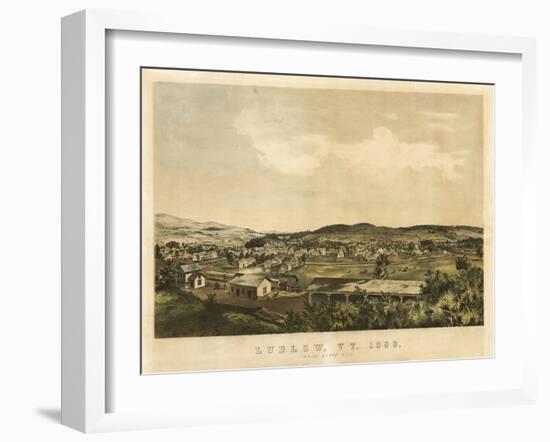 Ludlow, Vermont - Panoramic Map-Lantern Press-Framed Art Print