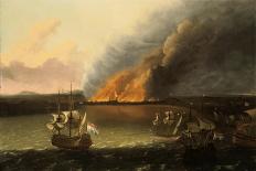 Seascape with a Fire in the Distance, 1667-Ludolf Backhuysen I-Framed Stretched Canvas