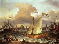 The Ij at Amsterdam, Seen from the Mosselsteiger (Mussel Pier) 1673-Ludolf Backhuysen-Giclee Print